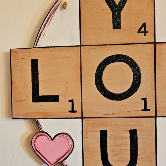 COPY - Valentine's Day Door Hanger, Scrabble Tile Sign, Game Room Decor - Picture 3 of 10